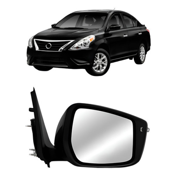 Retrovisor Versa 2016 A 2019 C/pisca (fino) Preto Liso