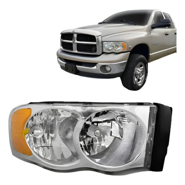 Farol Dodge Ram 2004 2005 Cromado Modelo Original Direito/passageiro