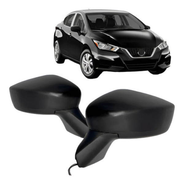 Par Retrovisor Elétrico Versa 2020 A 2022 C/ Capa Preta