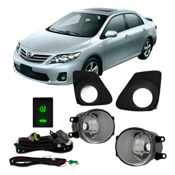 Kit Farol Auxiliar Corolla 2012 À 2014 Com Grade Aro Preto