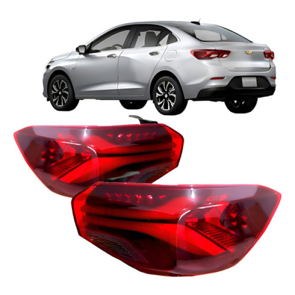 Par Lanterna Traseira Onix 2020 A 2023 Sedan Canto Com Led Ambos Lados
