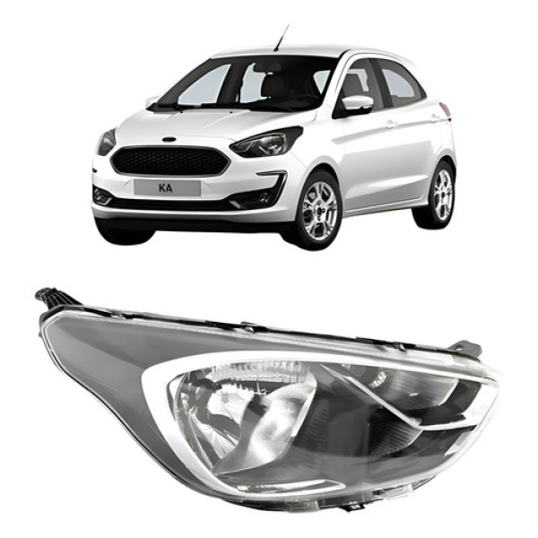 Farol Cromado/preto Manual Ka 2019 2020 2021 2022