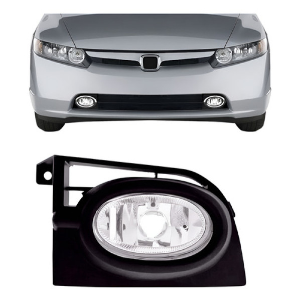 Farol Milha Auxiliar Civic Exs 2006 2007 2008 Com Moldura