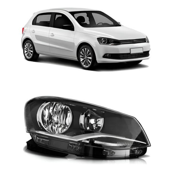 Farol Saveiro G6 13 A 2016 Foco Duplo Cromado Mascara Negra