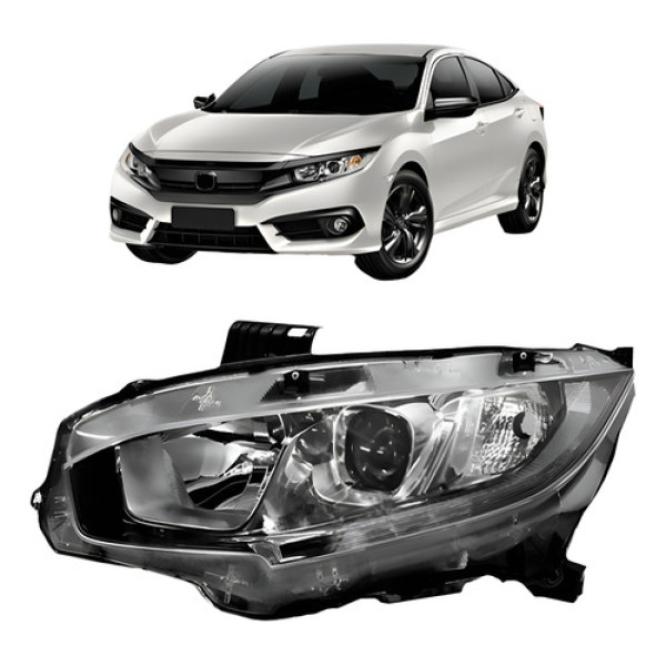 Farol Led Civic 2016 2017 2018 2019 2020 Manual Cromado Led