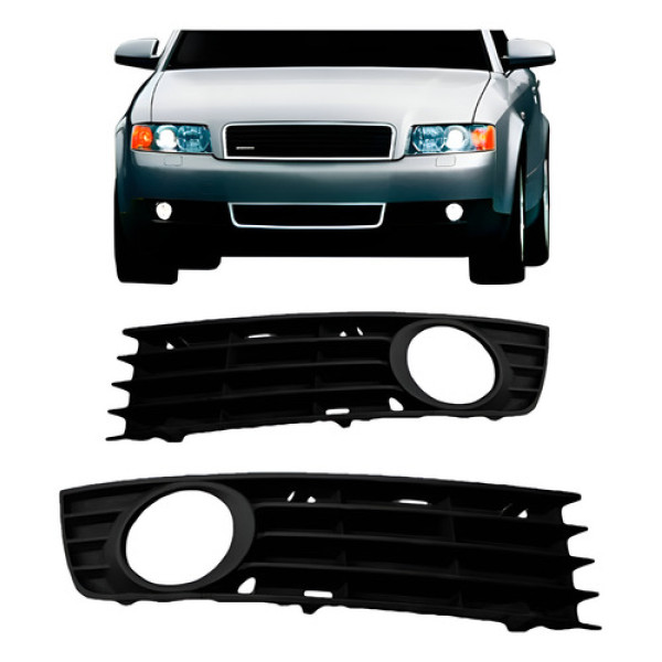 Par Grade Moldura Milha Audi A4 2002 2003 2004 Preto