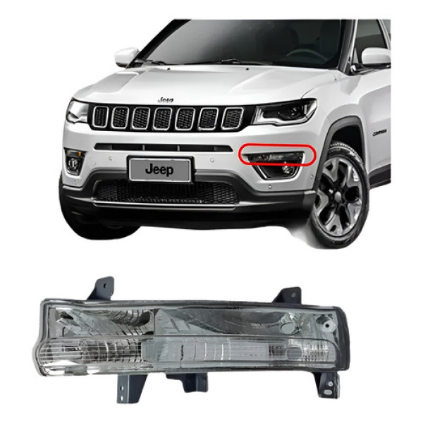 Pisca Lanterna Parachoque Jeep Compass 2017 2018 19 Esquerdo Transparente