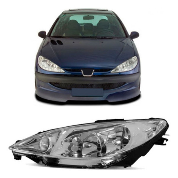 Farol 206 2004 A 2011 Elétrico  Liso Foco Duplo