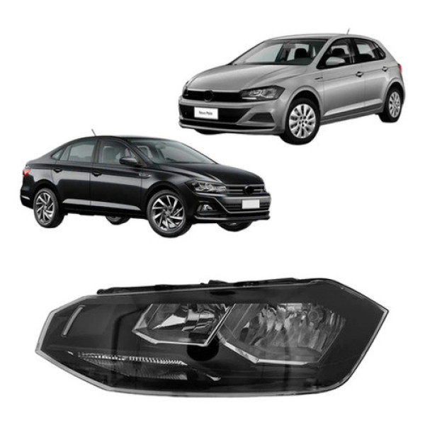 Farol Vw Polo / Virtus 2018 A 2019 Manual Friso Preto