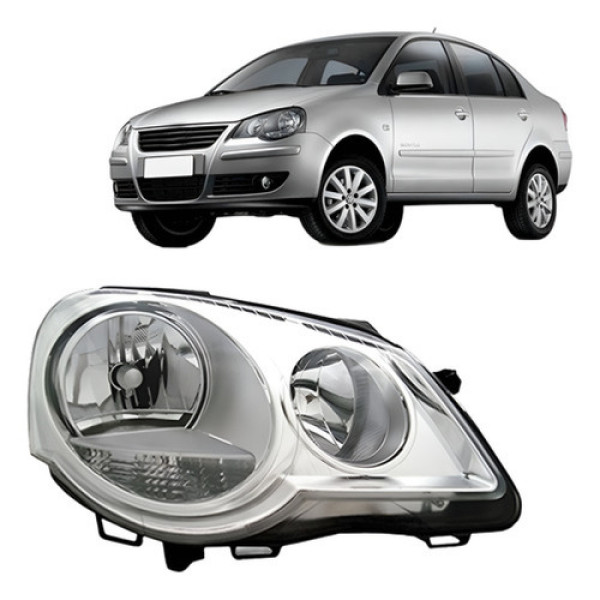 Farol Polo 2007 2008 09 10 11 2012 Elétrico Cromado C/ Moto
