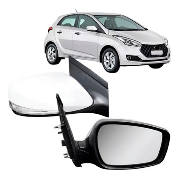 Retrovisor Hb20 2012 2013 2014 2019 Branco Elétrico Retrátil