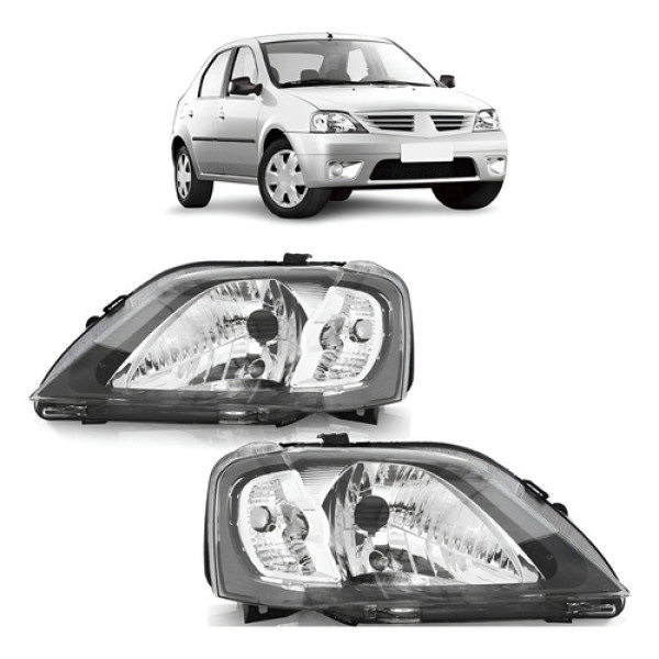 Farol Dianteira Logan 2007 2008 2009 2010 Cinza Unidade