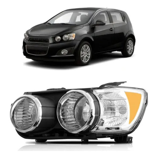Farol Sonic 2012 2013 2014 2015 2016 Aro Cromado C/ Garantia