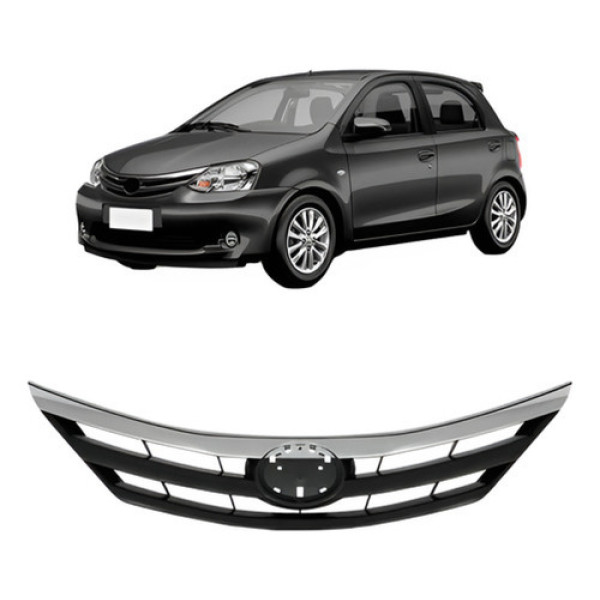 Grade Radiador Etios 2013 14 15 2016 Preta Com Friso Cromado