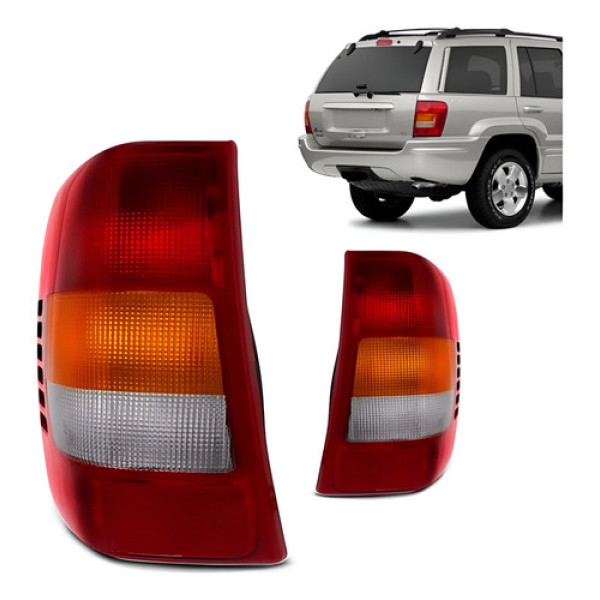 Par Lanterna Traseira Grand Cherokee 1999 2000 01 02 03 2004 Tricolor