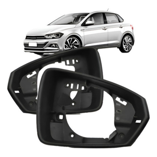 Par Aro Retrovisor Polo E Virtus 2017 A 2021 Com Furo Pisca Preto