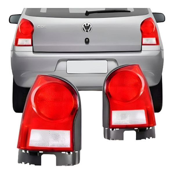 Par Lanterna Traseira Gol G4 04 2005 2006 2007 2008 Bicolor Ambos Lados Vermelho