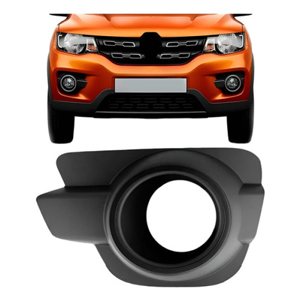 Moldura Milha Auxiliar Kwid Com Furo Aro Preto 2017 18 19