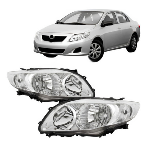 Par Farol Cromado Corolla 2009 A 2011