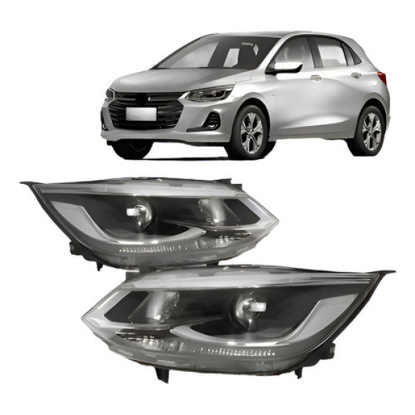 Par Farol Onix 2020 A 2024 Elétrico Cromado C/ Projetor
