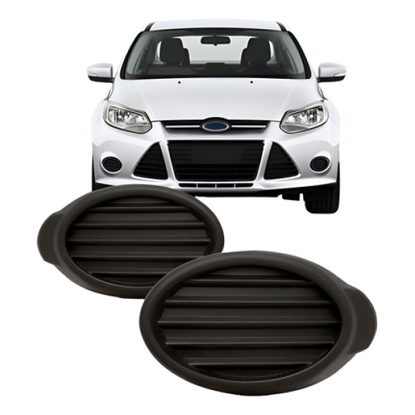 Par Moldura Farol Milha Focus 2014 2015 Sem Furo Preto