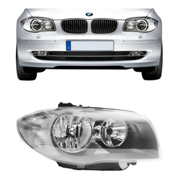 Farol Dianteiro Para Bmw 118i 2006 A 2011 Mascara Prata