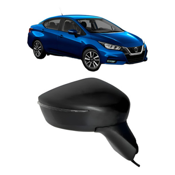 Retrovisor Elétrico Versa 2020 A 2022 C/ Pisca E Capa Preta