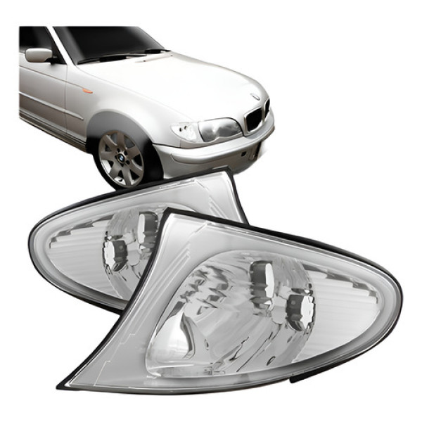 Par Lanterna Dianteira Bmw Serie 3 02 A 05 Cristal Cromada Bordô