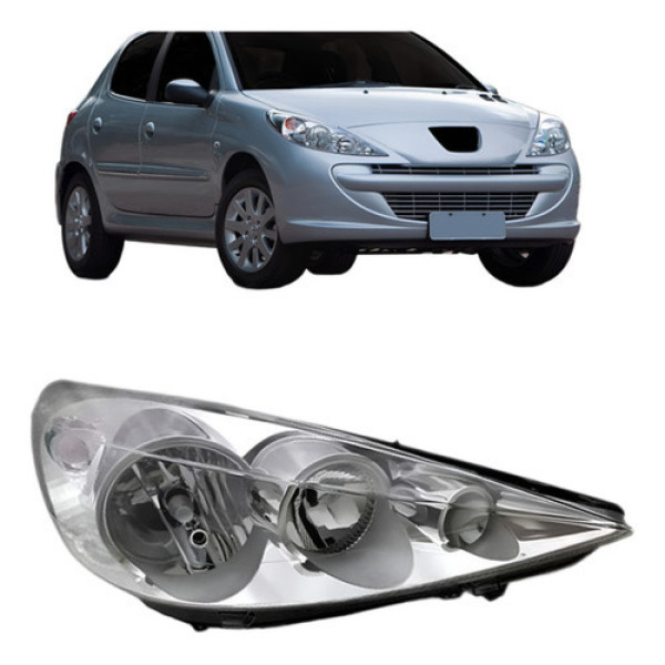 Farol Para Peugeot 207 09 2010 2011 2012 2013 Manual Cromado