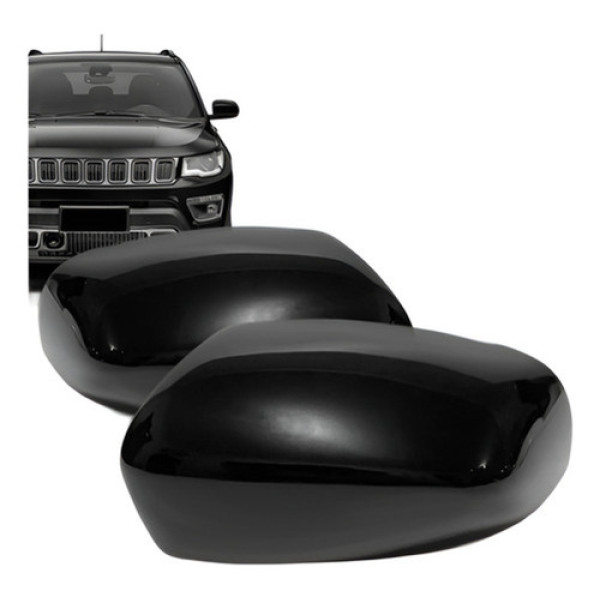Par Capa Retrovisor Jeep Compass Longitude 2016 A 2023 Preto