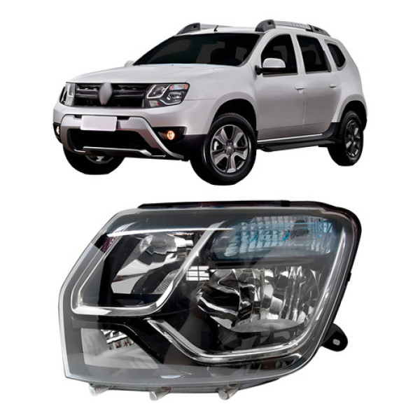 Farol Duster 2015 2016 Manual Com Cupula Azul Esquerdo/motorista
