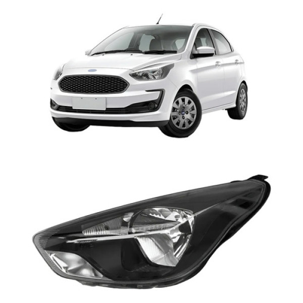 Farol Ford Ka 2019 2022 Mascara Negra Manual Lado Esquerdo
