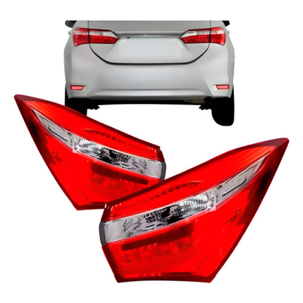 Par Lanterna Traseira Canto Corolla 2014 2015 A 2017 Com Led Ambos Lados Vermelho