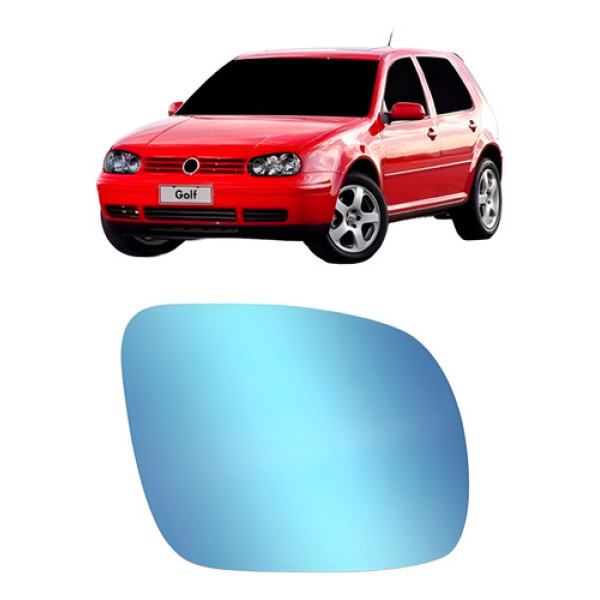 Lente Retrovisor Golf 1999 00 01 02 03 A 2006 Térmico Azul