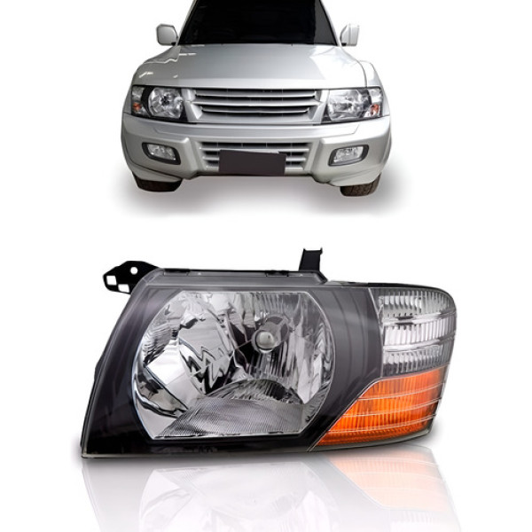 Farol Pajero Full 2001 A 2002 Mascara Negra Esquerdo/motorista