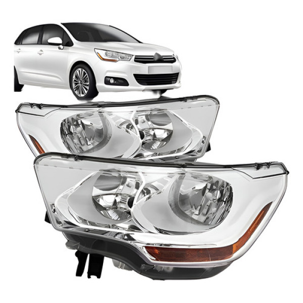 Par Farol Para Citroen C4 Lounge 2014 15 2016 Eletrico Ambar