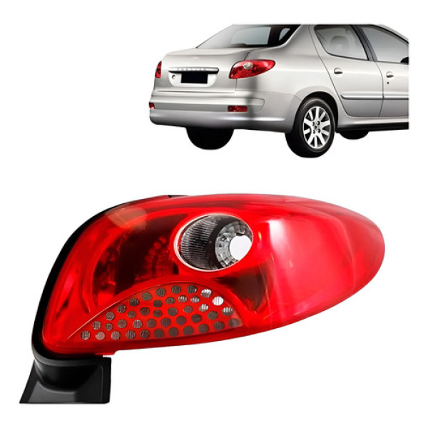 Lanterna Traseira Peugeot 207 08 09 10 Sedan Tela Vermelha