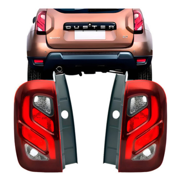 Par Lanterna Traseira Duster 2015 A 2016 Com Led Ambos Lados