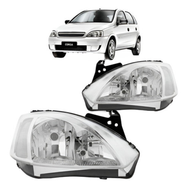 Jogo Farol Corsa Montana 2003 2004 05 06 2007 Cromado Manual