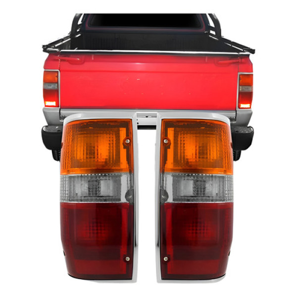 Par Sinaleira Traseira L200 1992 A 2003 Tricolor Aro Cromado