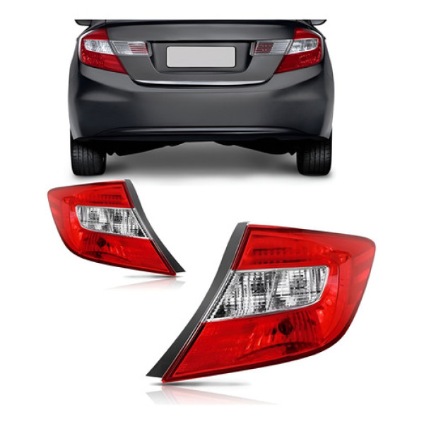 Lanterna Traseira Civic 2012 2013 2014 Com Soquete Esquerdo/motorista Bicolor