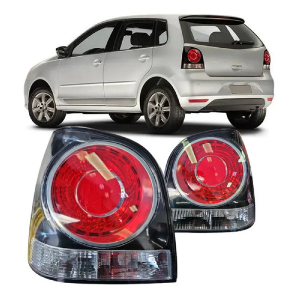 Par Lanterna Traseira Vw Polo Hatch 2007 A 2014 Fume Cristal