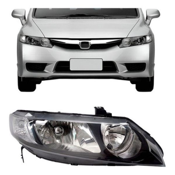 Farol New Civic 07 08 09 10 11 Mascara Negra Depo