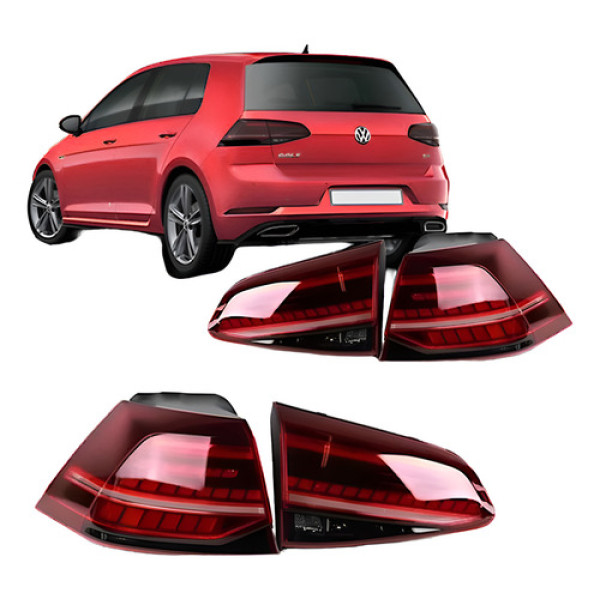 Kit Lanterna Traseira Golf 18 A 2020 Gti Mk7.5 Fume Com Led Ambos Lados Vermelho