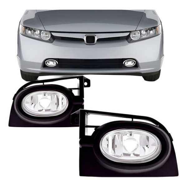Par Farol Milha Auxiliar Civic Exs 2006 07 2008 Com Moldura