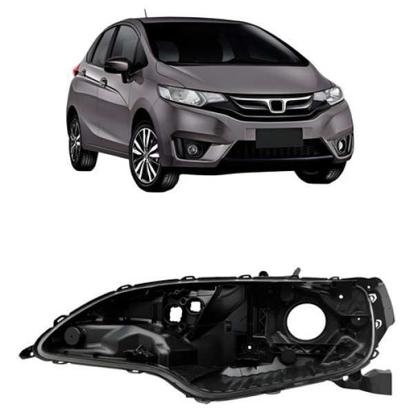Carcaça Farol Dianteiro Fit 2014 A 2021 Com Regulador