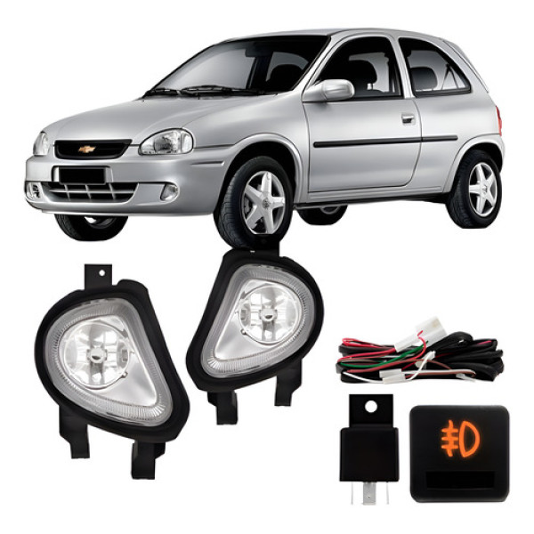 Kit Farol Auxiliar Corsa 2000/2002 Classic 2003/2009 Wagon Cristal