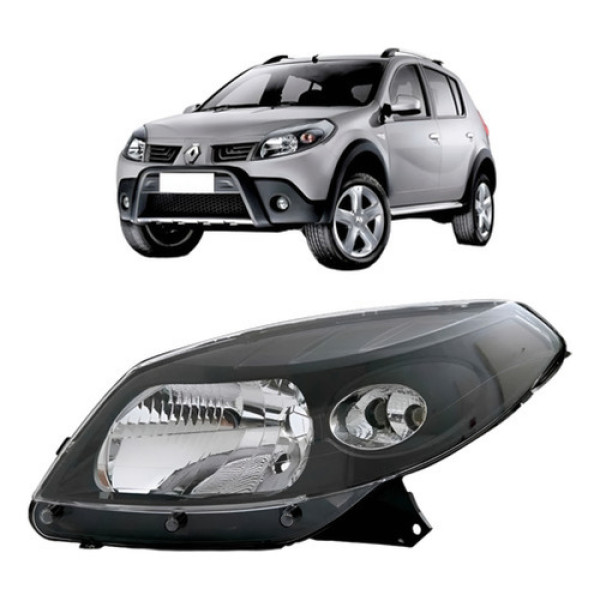 Farol Sandero 2008 2009 2010 2011 Máscara Negra Com Garanti