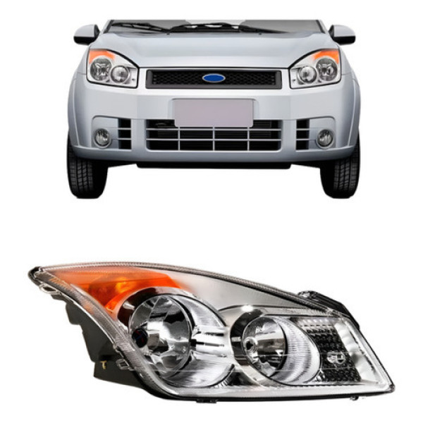 Farol Dianteiro Para Ford Fiesta 2008 A 2010 Pisca Ambar