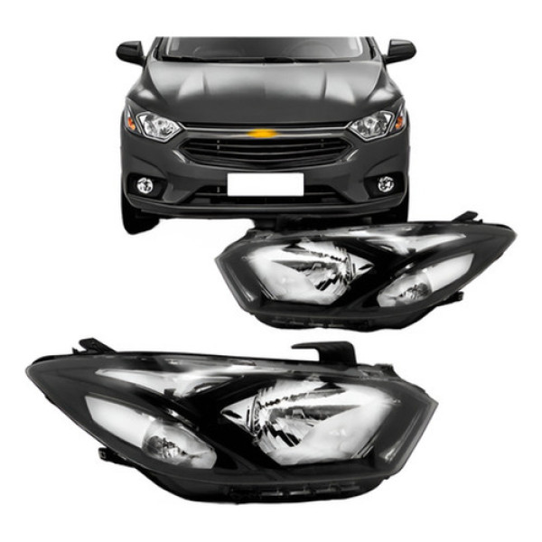 Par Farol Onix 2017 18 19 2020 Manual Sem Led Friso Preto